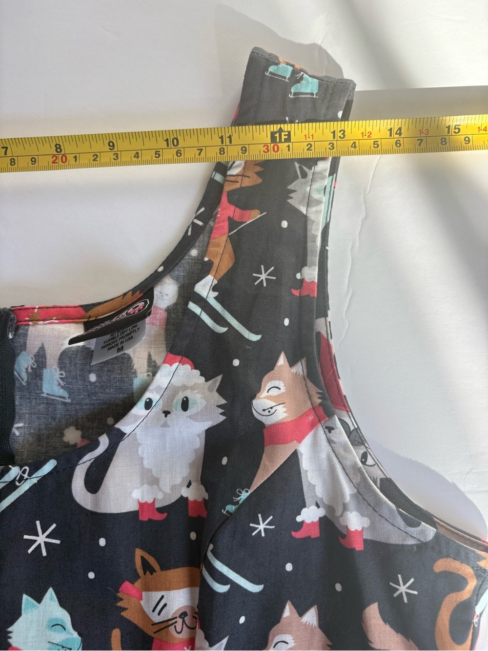 Retrolicious fit & flare party cats cotton dress cats skiing and snowboarding - Picture 14 of 16